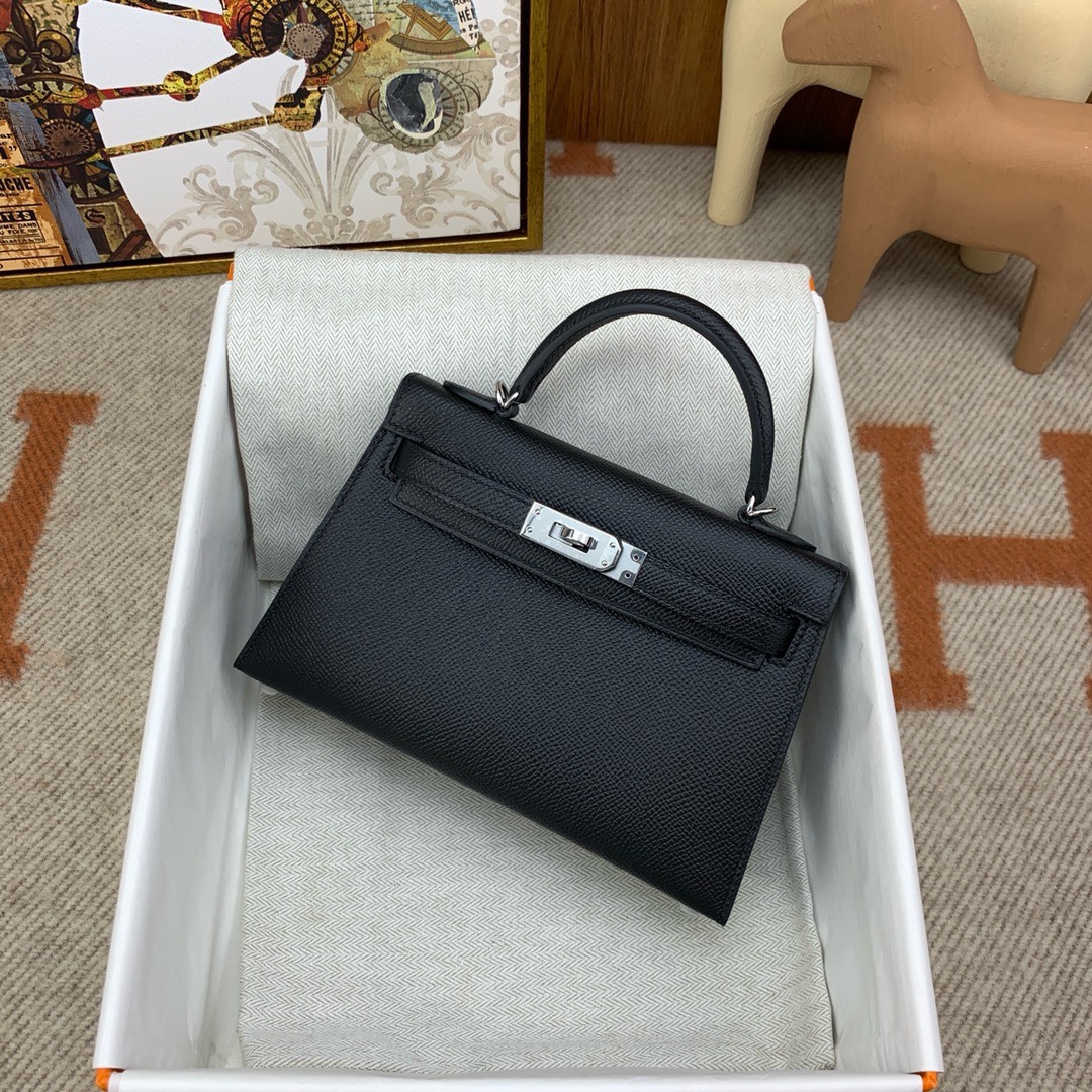 에르메스 미니 켈리백19 블랙 은장